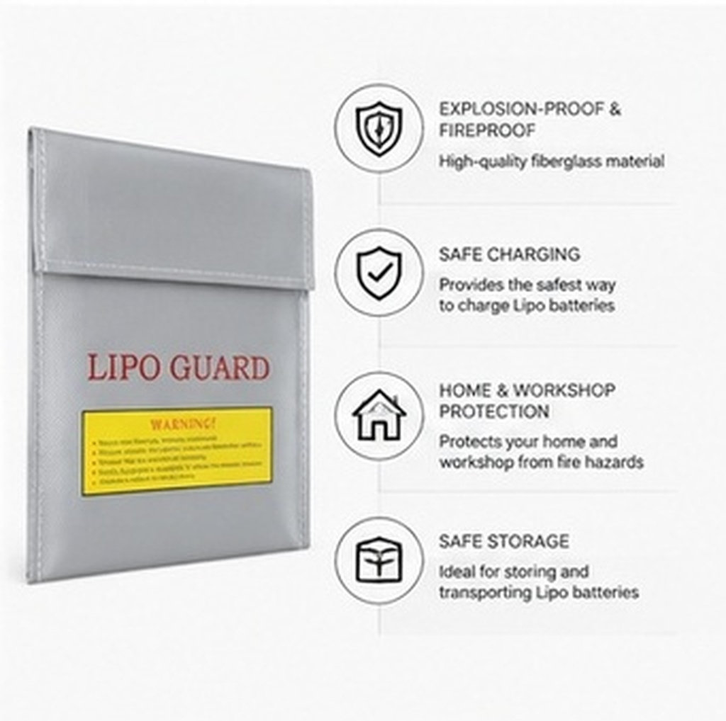 Lipo Battery Fireproof Safety Charge Box - Borsa Protettiva Professionale 18x23cm per Batterie